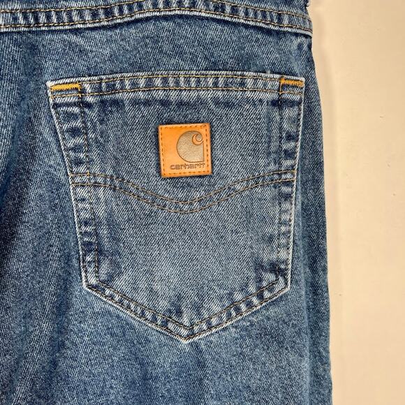 Carhartt Men's Relaxed Fit Tapered Leg Jean 42 x 36 Denim Blue Pockets Workwear - Picture 5 of 8